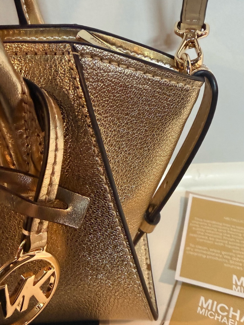 Avril Extra-Small Metallic Leather Satchel - Picture 6 of 10